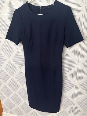 Tahari Dark Navy Short-Sleeve Dress